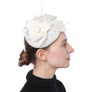 5147 Fascinators Pillbox Hat Sinamay Feather Flower Derby Ball Wedding